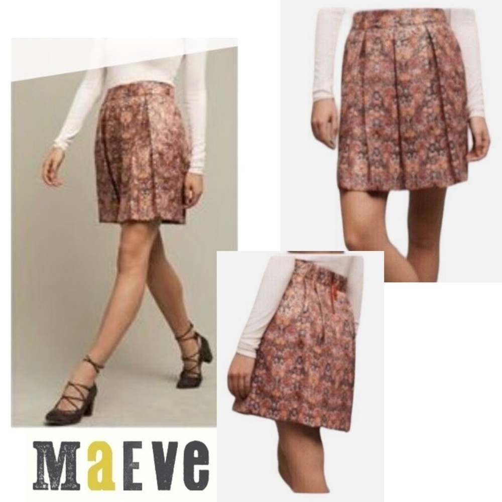 Anthropologie MAEVE Rosie Pleated Brocade Skirt Size XS - Picture 3 of 15